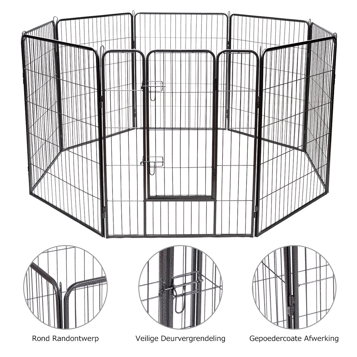 LIVSK Opvouwbare Dierenbox - 8 Delige Flexibele Puppy Box - Draagbaar en Veilig - Duurzaam IJzer - Zwart