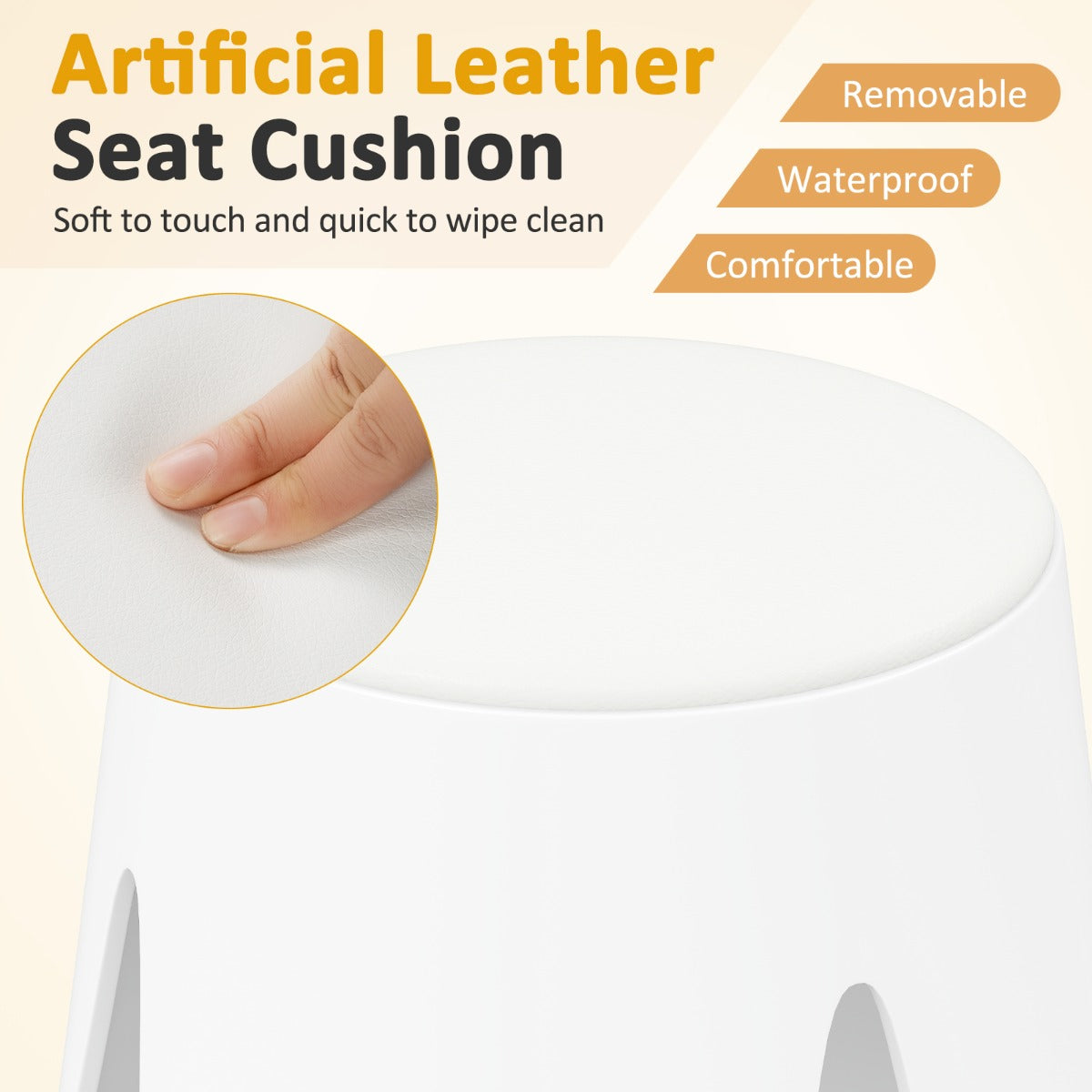 Livsk costway 8 delige stapelbare krukkenset ronde plastic krukken draagbare stoelen met kussens 4