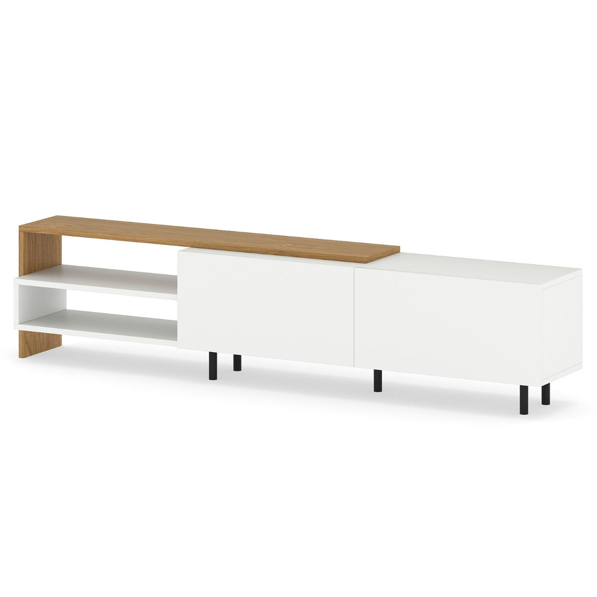 Livsk costway 80 inch televisiekast entertainmentcentrum met opbergplanken metalen kast en standaard 1 1
