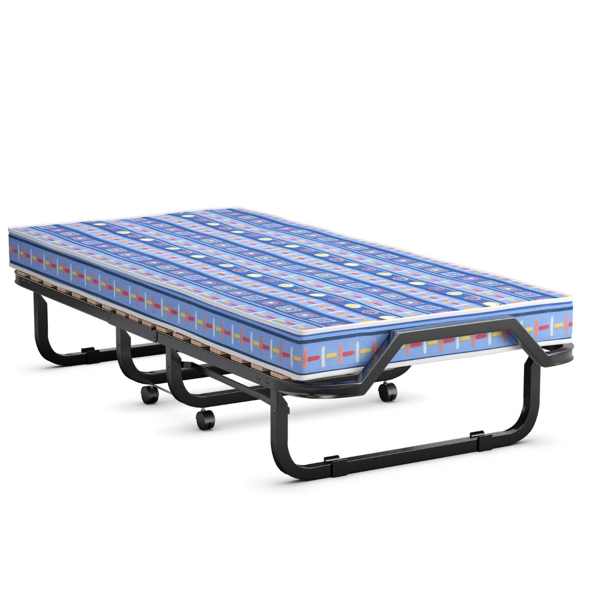LIVSK Opklapbed met Matras - Stevig Staal - 10 cm Traagschuim - Ruimtebesparend - Tot 120 kg - Blauw