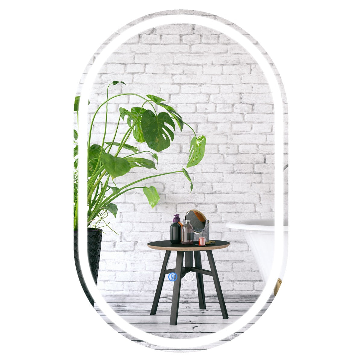 Livsk costway 80 x 50 cm verlichte badkamerspiegel voor aan de muur achtergrondverlichte breukvaste spiegel met dimbare 3 kleurentemperatuur