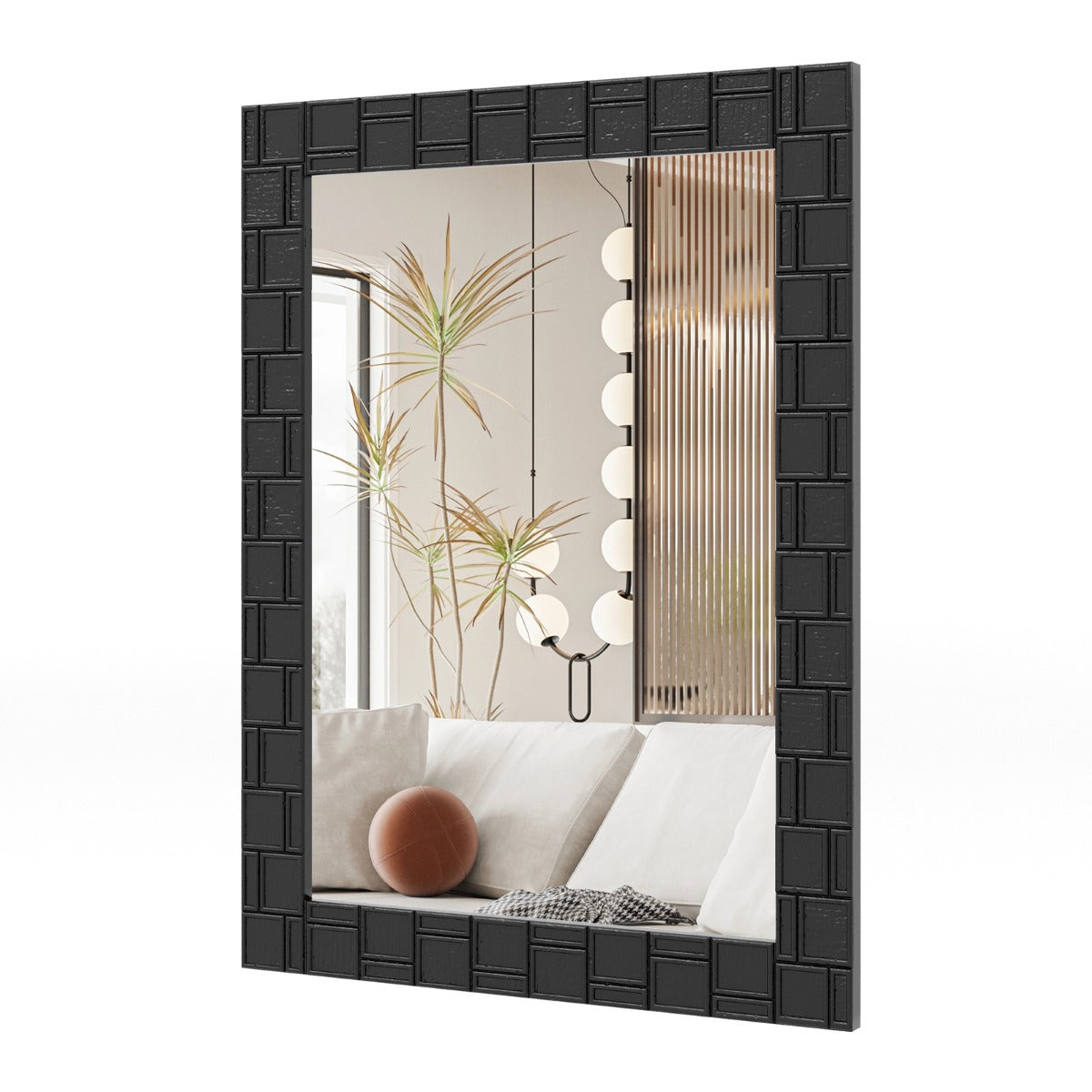 LIVSK Moderne Make-upspiegel - Vierkant Rubberhout Frame - Verticale & Horizontale Ophanging - 80 x 60 cm - Zwart