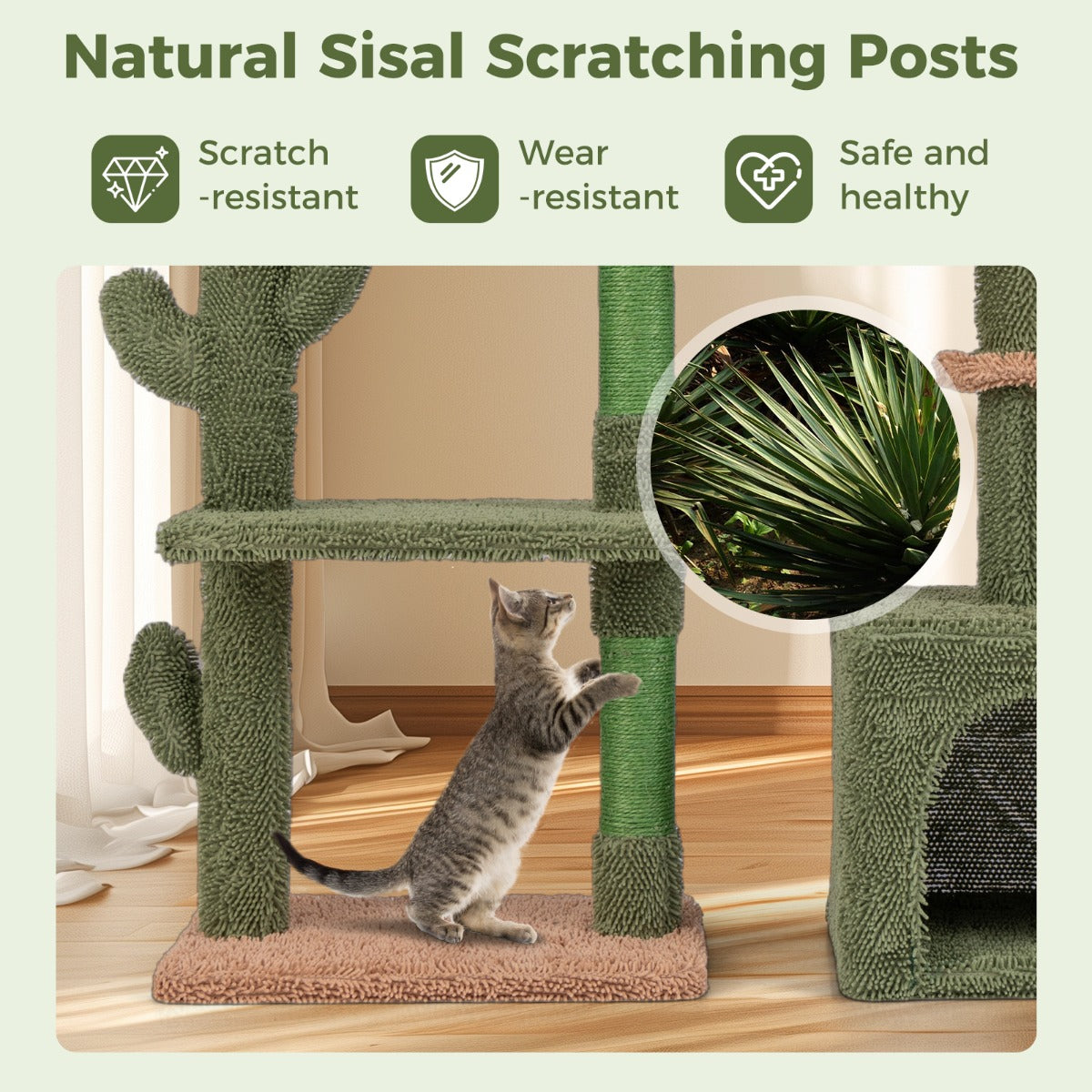 LIVSK Moderne Kattenboom 4 Niveaus - Speels Design - Natuurlijke Sisal Krabpalen - Veilig en Comfortabel - 90 x 31 x 81 cm -