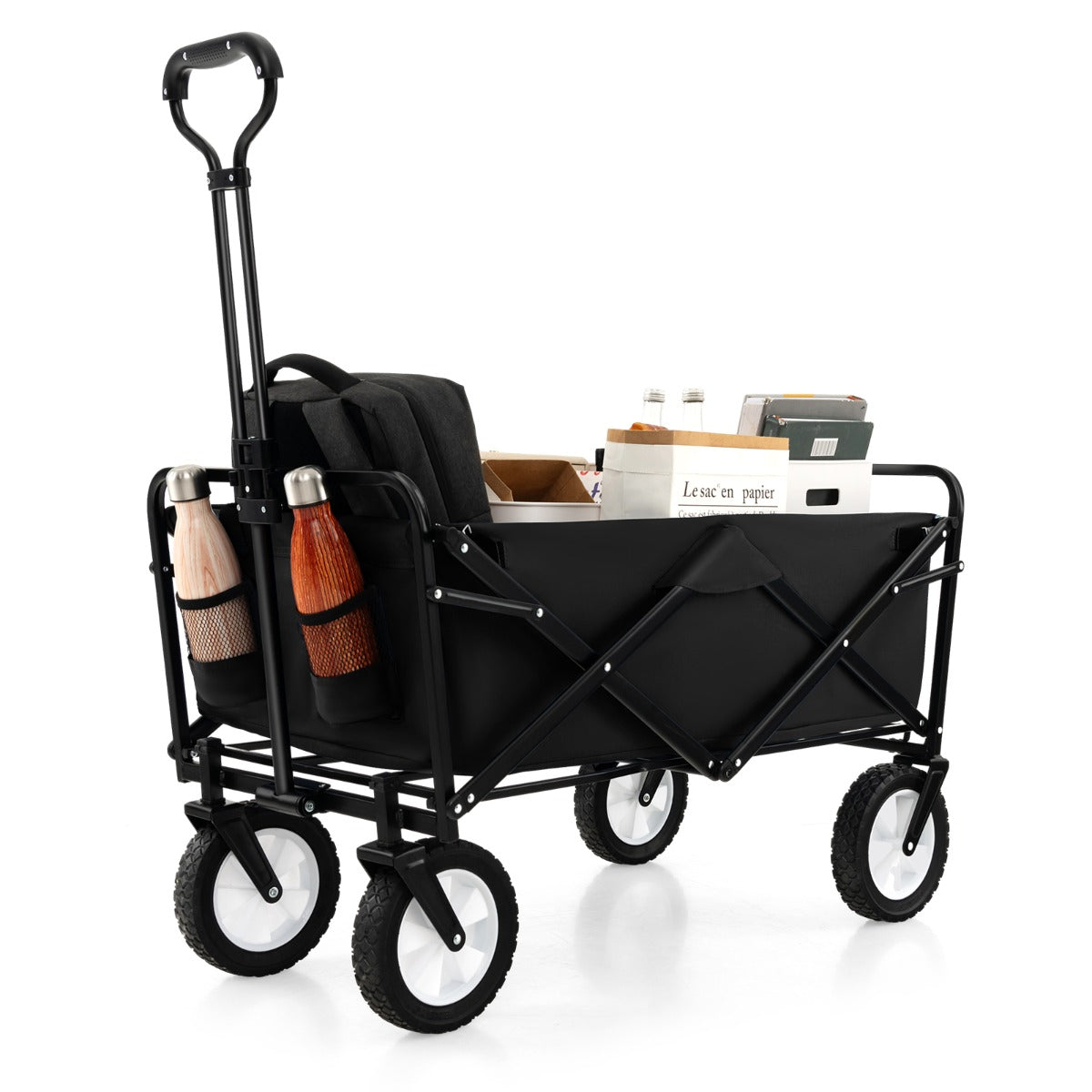 LIVSK Opvouwbare Trolley - 82L Capaciteit - Verstelbare Handgreep - Duurzaam Metaal - Gemakkelijk te Maneuvreren - Marineblauw