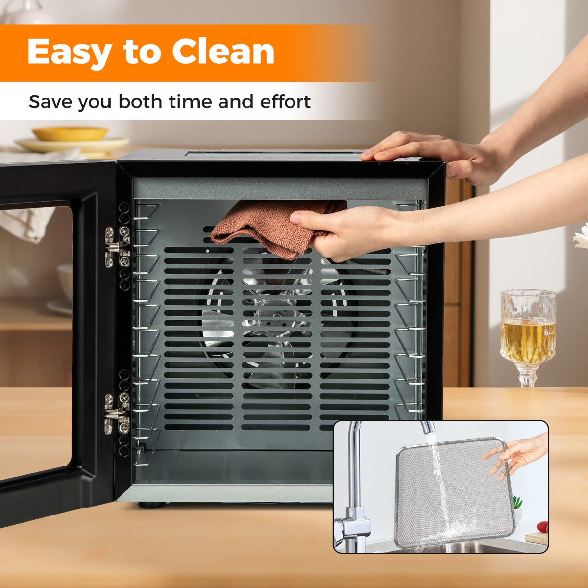 LIVSK Voedseldehydrator - 10 Programma's - Aangepaste Temperatuur en Timer - 360° Luchtcirculatie - Zwart