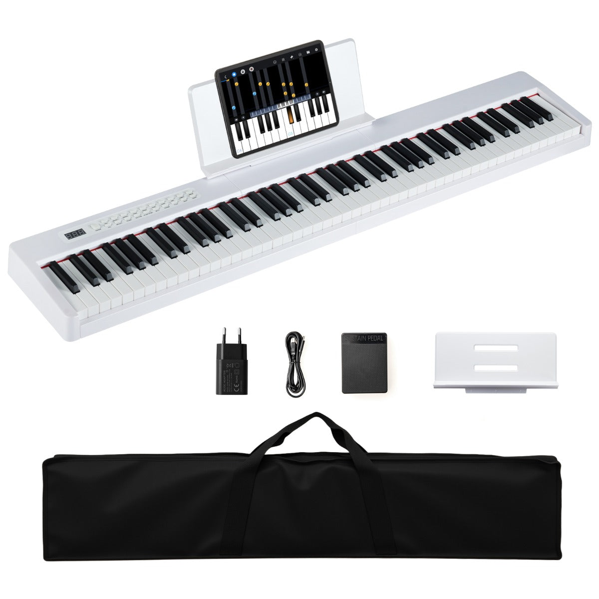 LIVSK Digitale Piano Keyboard - 88 Aanslaggevoelige Toetsen - Draagbaar met Adapter en Oplaadbare Batterij - Inclusief