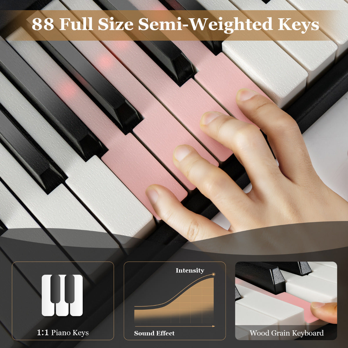 LIVSK Digitale Piano met Toetsenbord - 128 Tonen, 128 Ritmes, 20 Demo's - Inklapbaar met Draagtas - Leerfuncties - Zwart