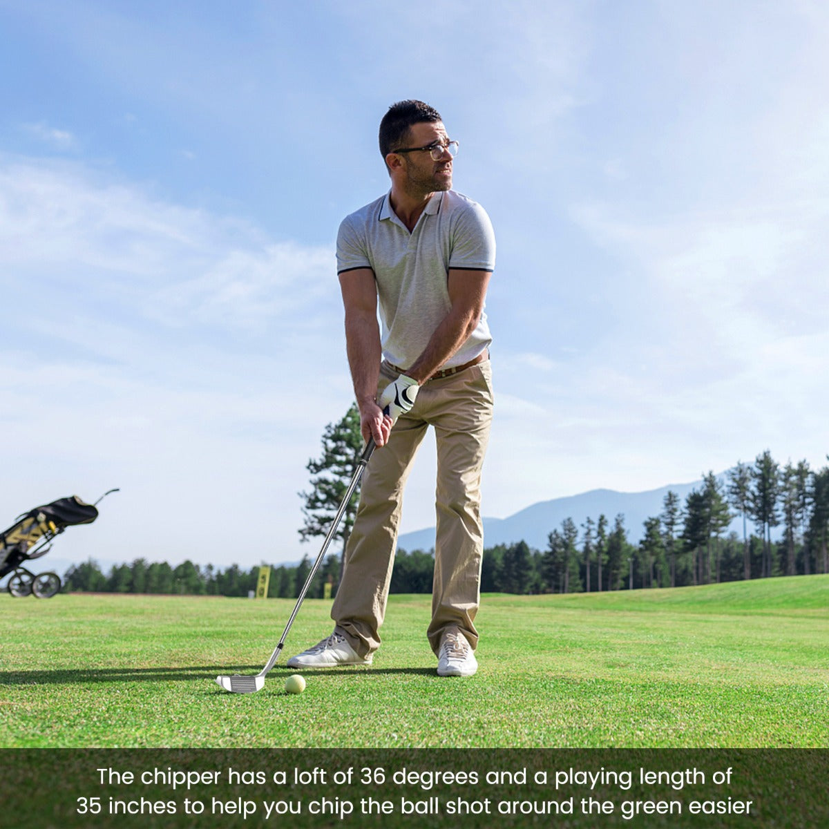 LIVSK Golfchipper voor Rechtshandigen - Roestvrijstalen Kop - Antislip Handgreep - 72° Lichthoek - Verbeter je Korte Spel - Zilver