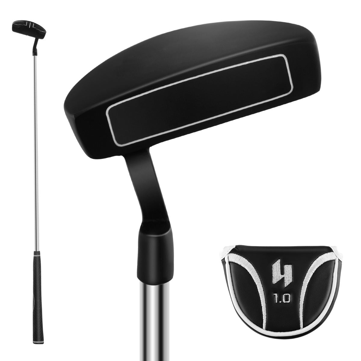 LIVSK Golfputter Mallet - Antislip Handgreep - Zinklegering Kop voor Nauwkeurige Putt - Inclusief Racketkap - 89 cm - Zwart