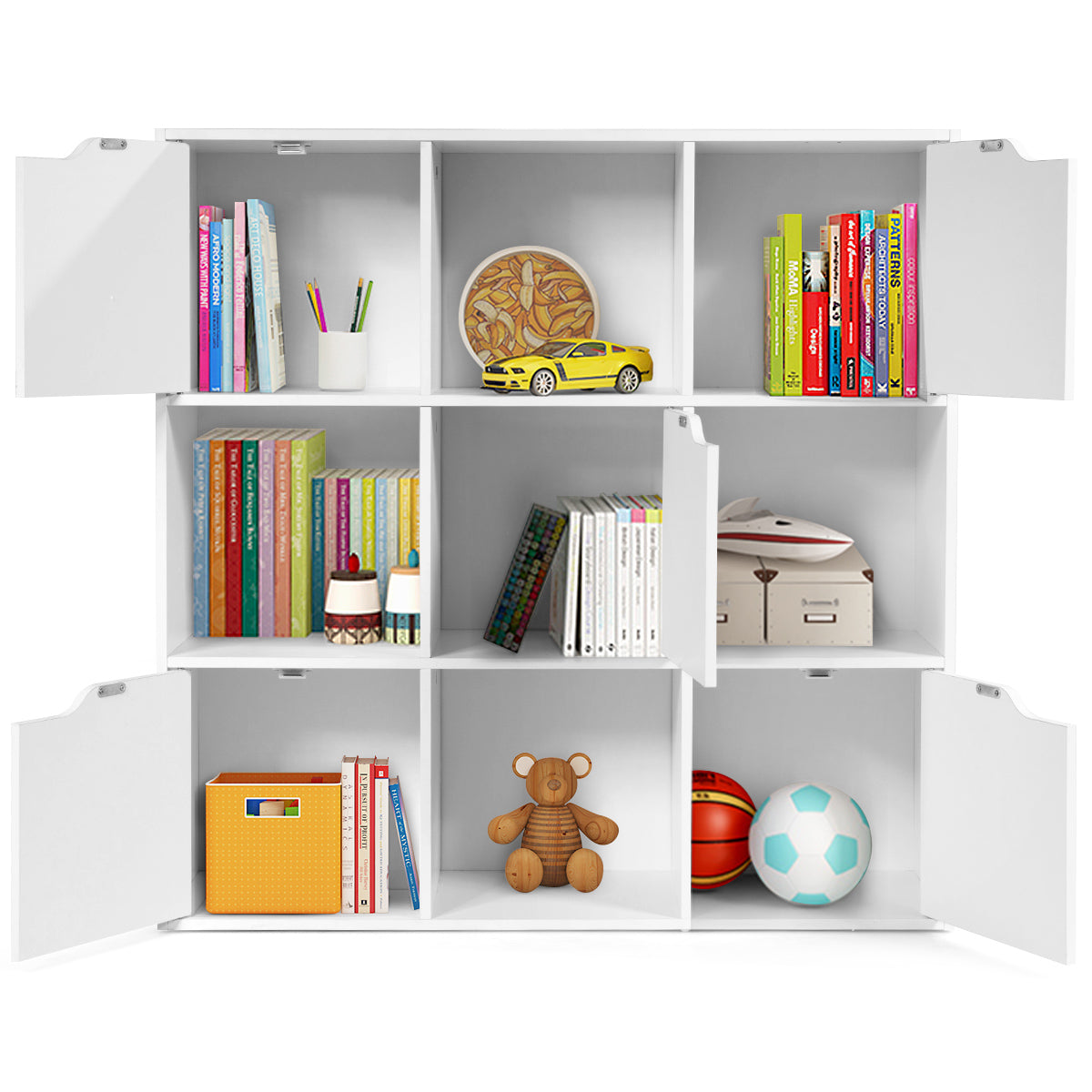 LIVSK Vrijstaande Boekenkast - 9 Compartimenten - Duurzaam Spaanplaat - Ruimtebesparend - Wit