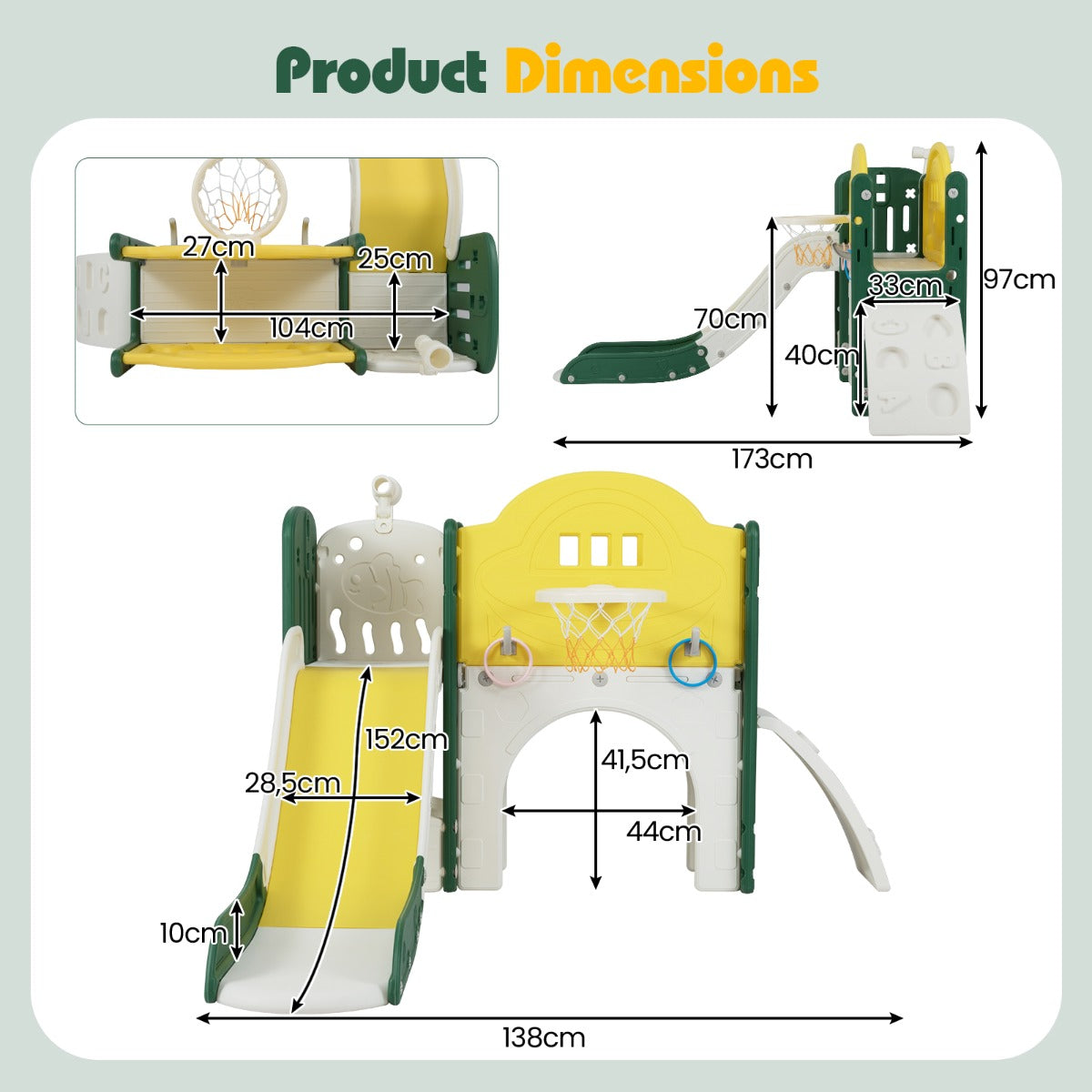 Livsk costway 9 in 1 peuterglijbaan set kinderglijbaan en klimspeeltuin 2 1