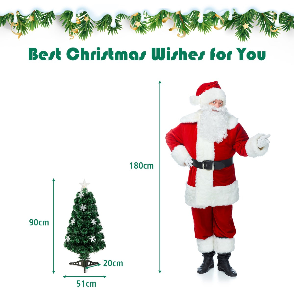 LIVSK Kunstkerstboom met LED Verlichting - Sneeuwvlokken - Brandwerend PVC - Eenvoudige Installatie - 120 cm - Groen