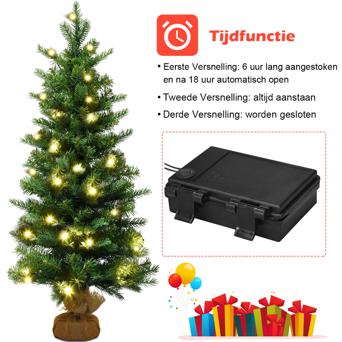 LIVSK Kunstkerstboom 90 cm - Natuurgetrouwe PVC en PE Bladeren - 50 LED-lampjes met Timer - Stabiele Basis - Groen