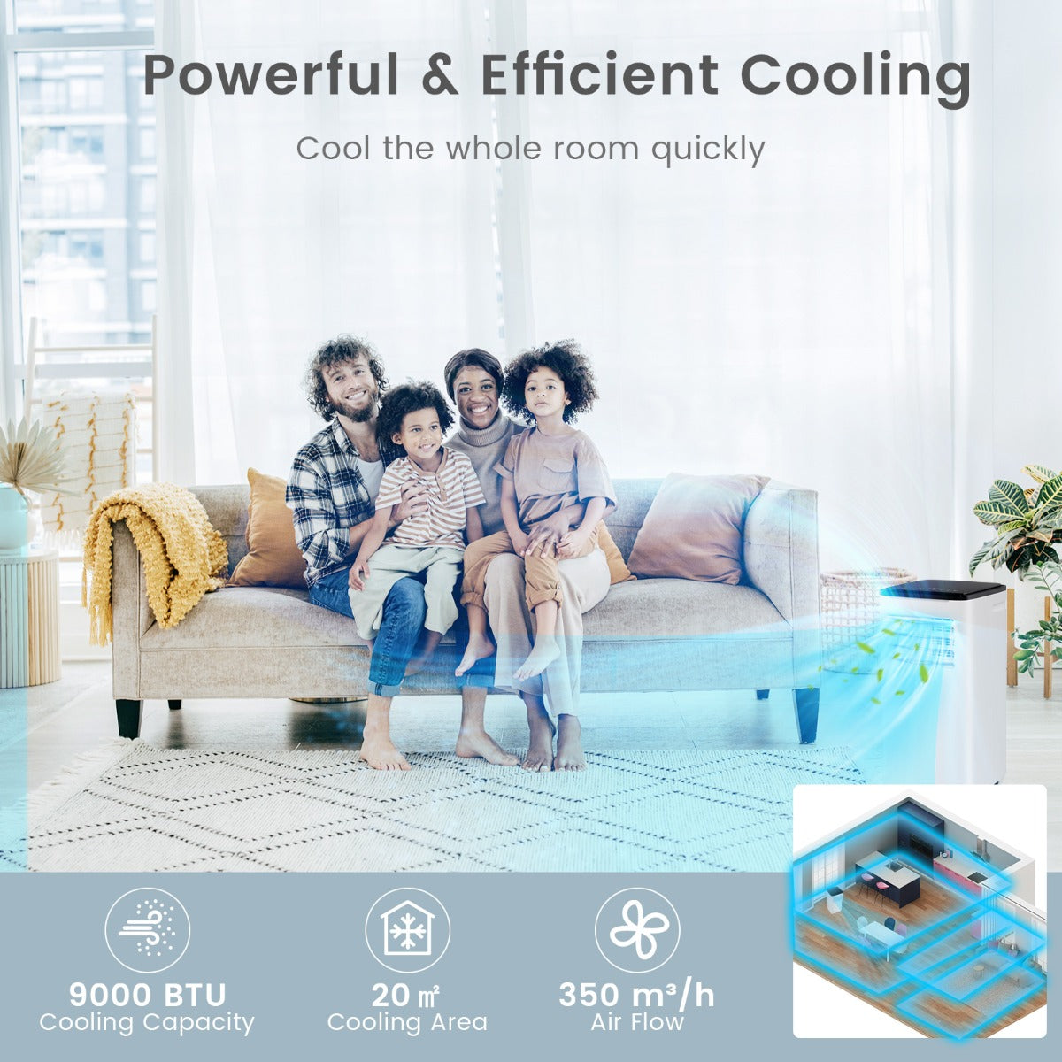 Livsk costway 9000 btu draagbare airconditioner 4 in 1 unit met koeling ventilator verwarming en ontvochtiger slimme airconditioner met wi fi