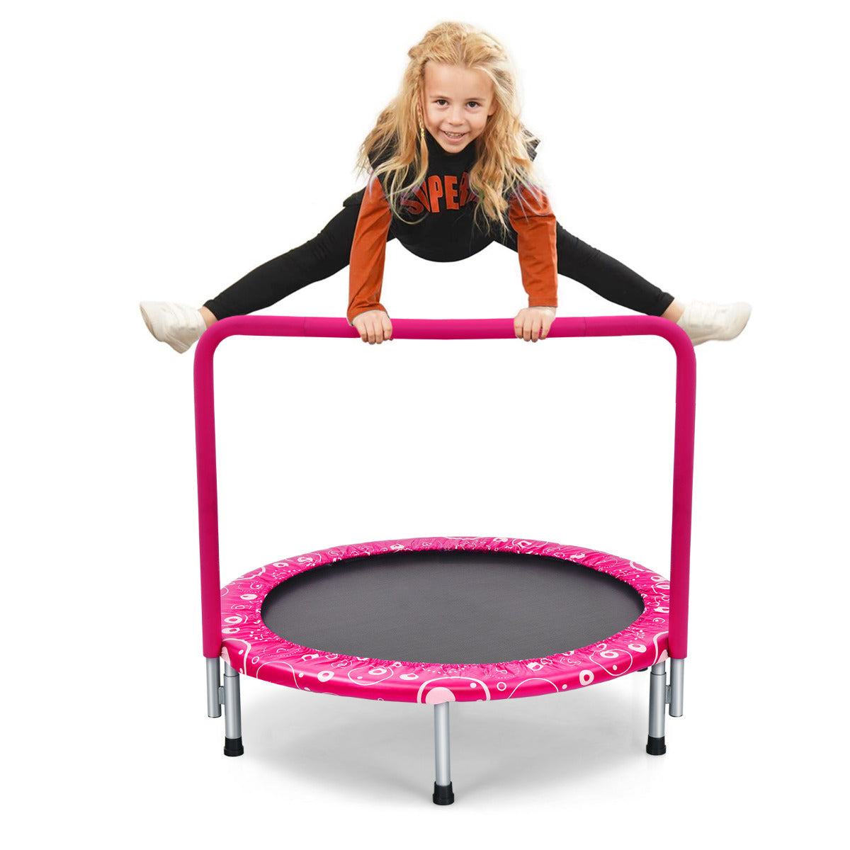 LIVSK Opvouwbare Kindertrampoline - Hoog-elastische PP-mat - Gevoerde Veiligheidsafdekking - Stil - Draagvermogen tot 150 kg -