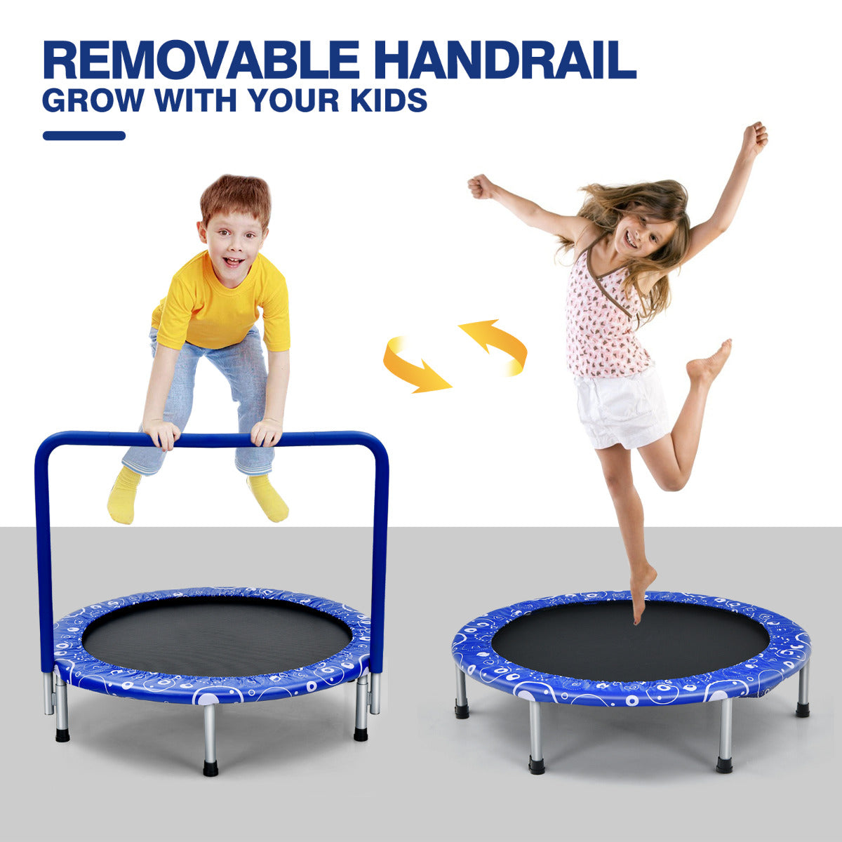 LIVSK Kindertrampoline 92 cm - Veiligheidsafdekking - Geluidsarm - Antislip - Voor Peuters - Blauw