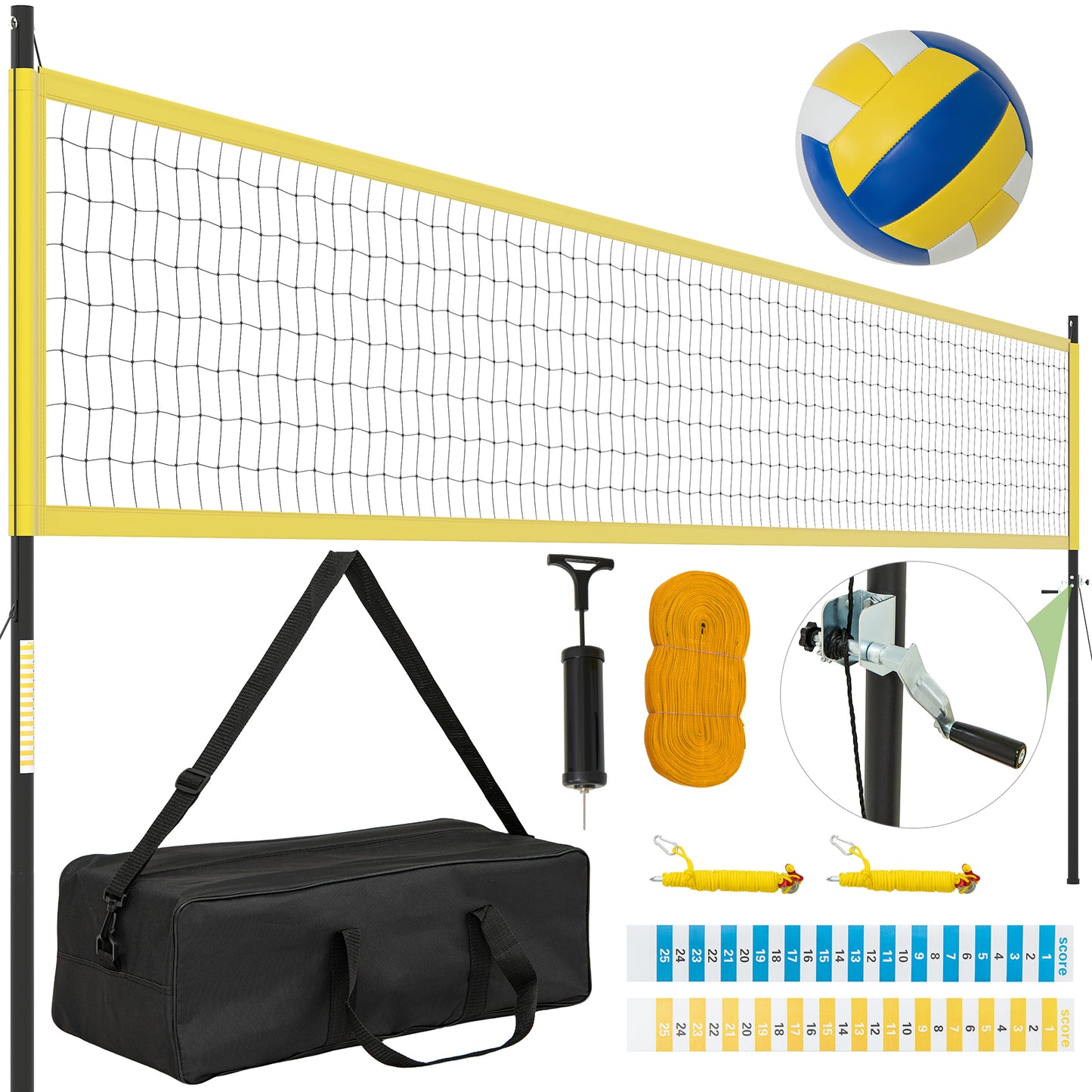 LIVSK Zware Volleybalnetset - Waterafstotend Oxford-stof - In hoogte verstelbaar - Compleet met Draagtas en Accessoires - Blauw +