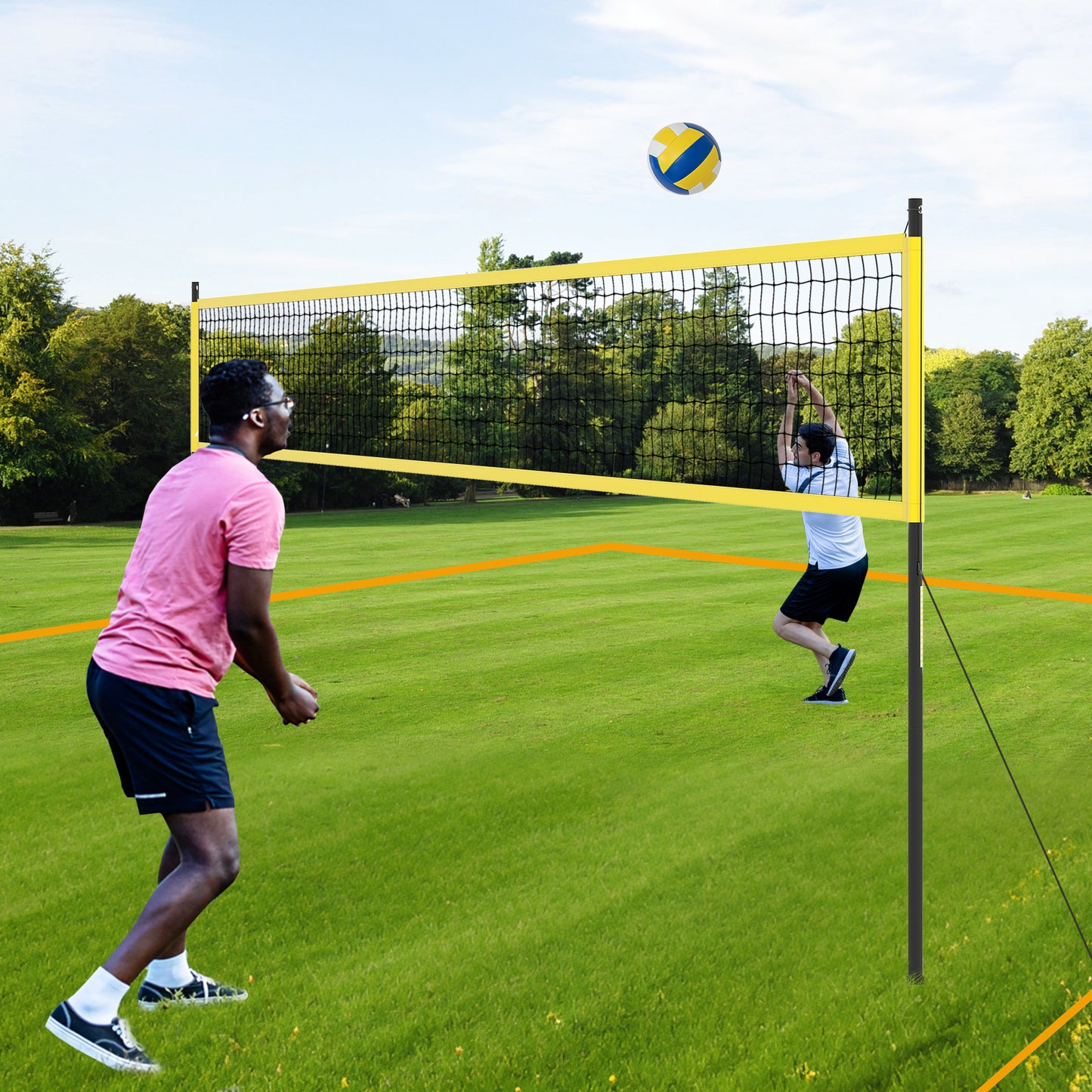 LIVSK Zware Volleybalnetset - Waterafstotend Oxford-stof - In hoogte verstelbaar - Compleet met Draagtas en Accessoires - Blauw +