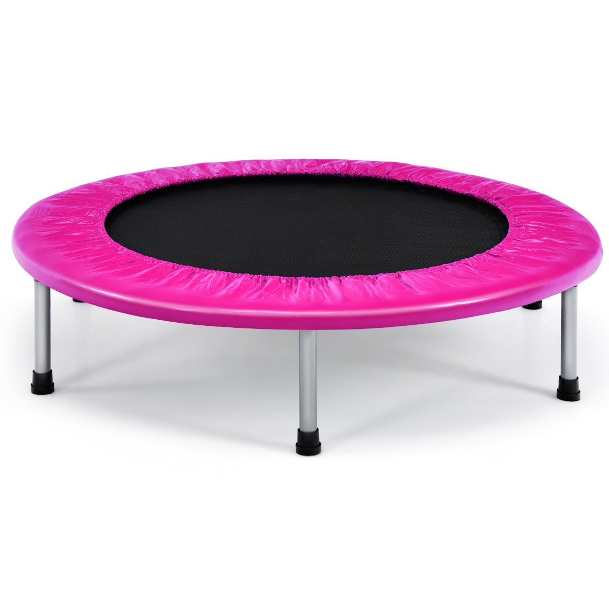 LIVSK Opvouwbare Trampoline - Veiligheidsveren - Draagvermogen tot 150 kg - Duurzaam PP en PVC - Compact - Roze