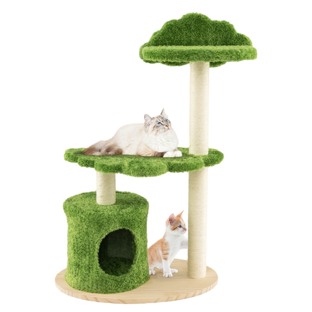 LIVSK Schattige Kattenboom met Krabpalen - Draaibaar Platform - Comfortabel Appartement - Stevige Grenenhouten Basis - 60 x 40 x