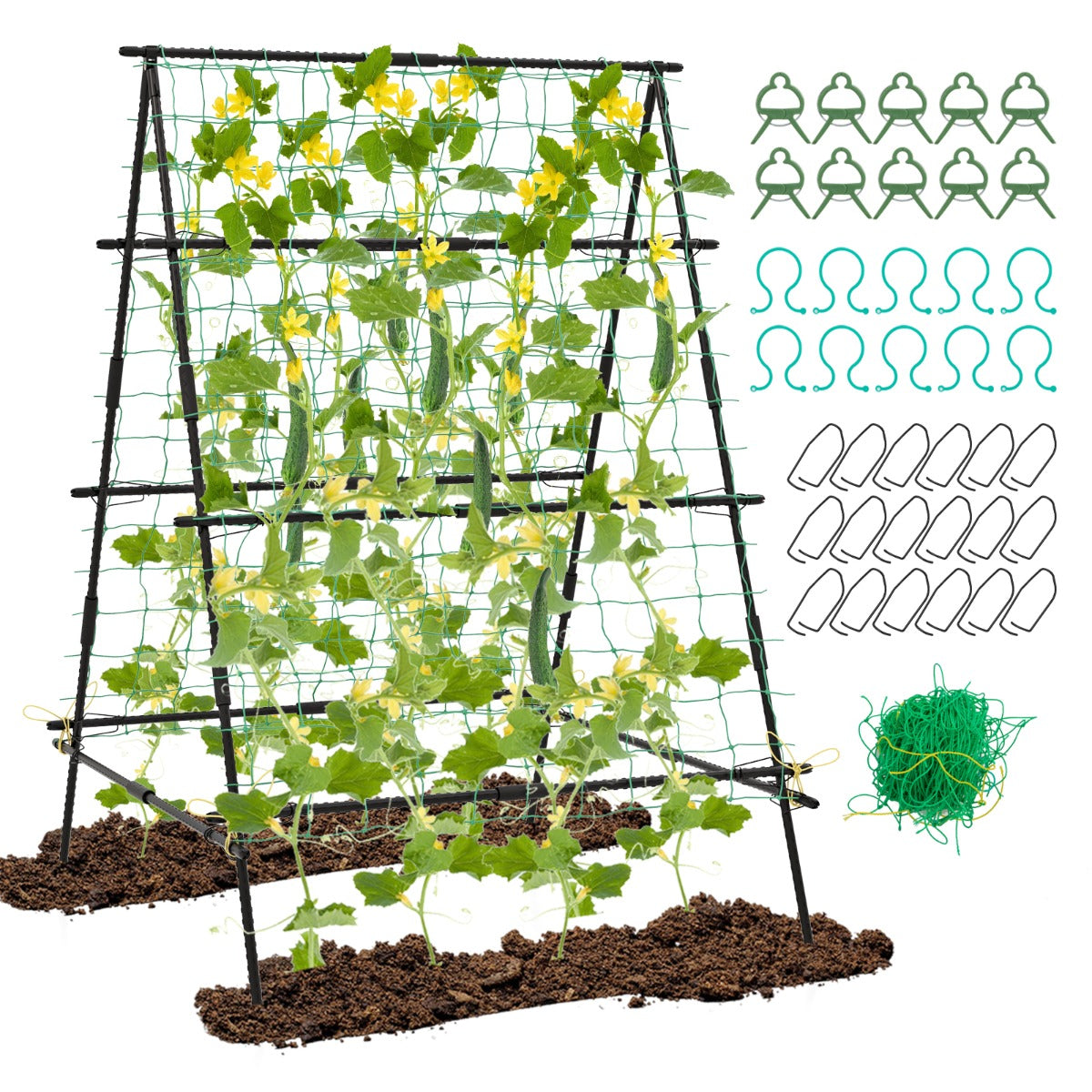 LIVSK A-frame Tuinhark - PE Gecoate Metalen Buizen - Stabiliteit met Sure-clips - Eenvoudige Installatie - 130 x 105 x 151 cm -