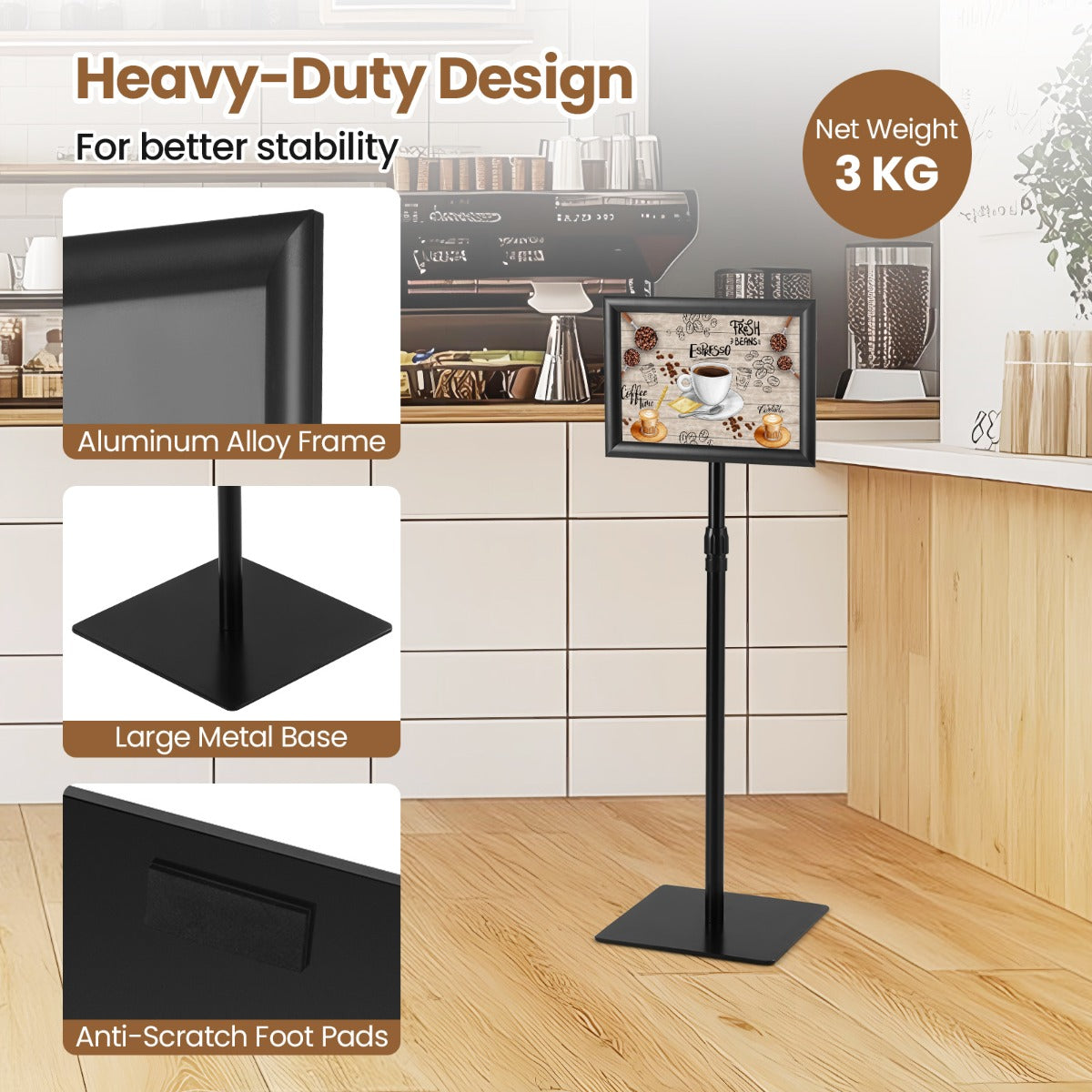 Livsk costway a4 informatiestand 2 delige set verticale displaystandaards 4