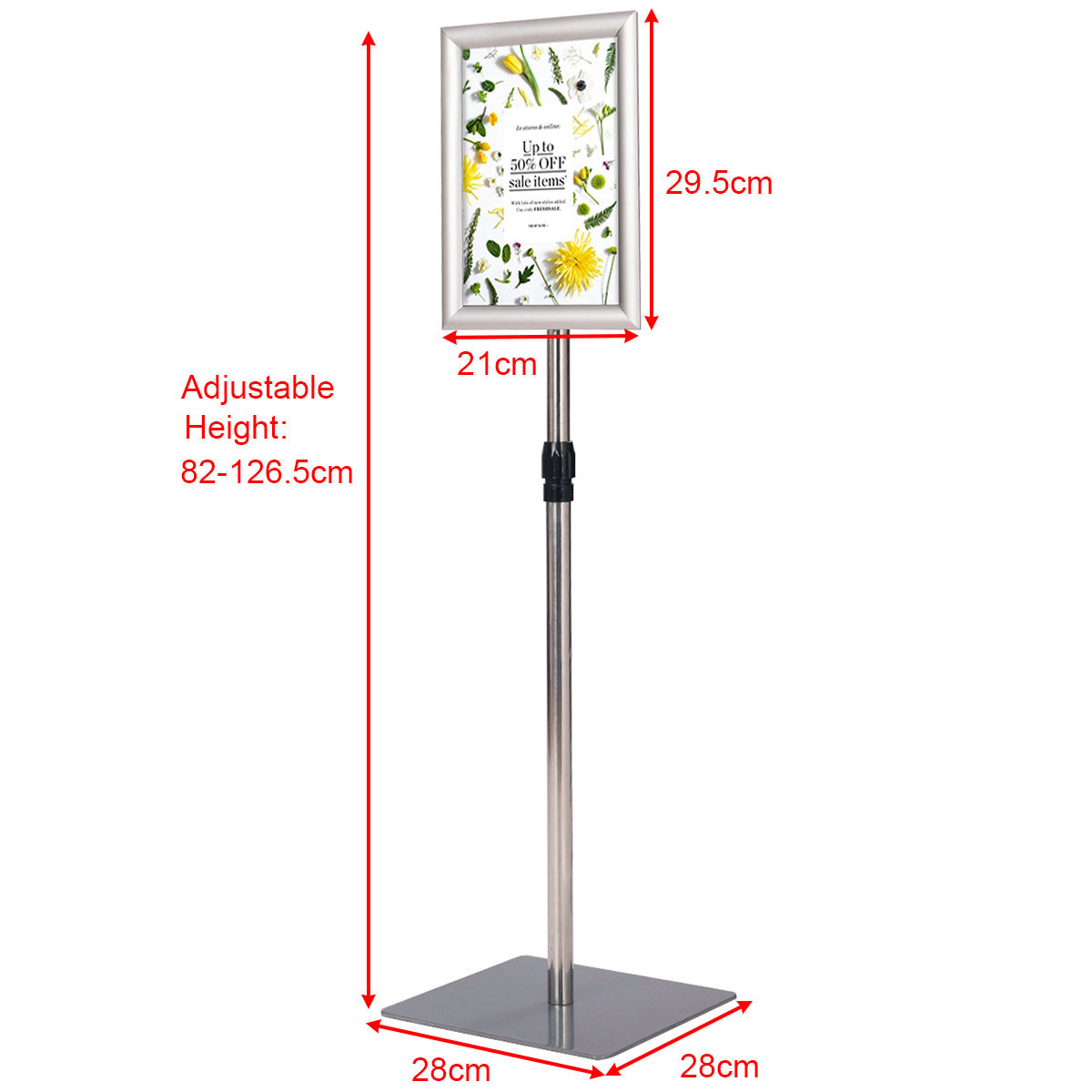 LIVSK Set van 2 Verstelbare Presentatiestandaards - Hoogte 74-118 cm - Duurzaam Aluminium - 360° Rotatie - Zilver