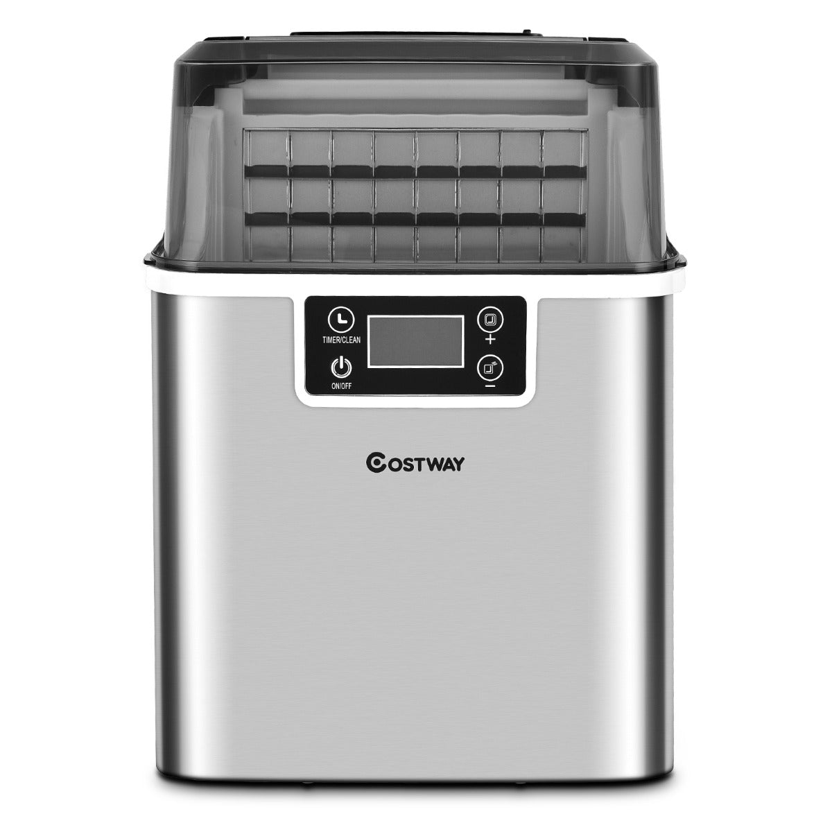 LIVSK Aanrecht Ijsmachine - Automatische 18 kg/dag - 24 IJsblokjes in 15 Min - Zelfreinigend - LCD Bediening - Zilver
