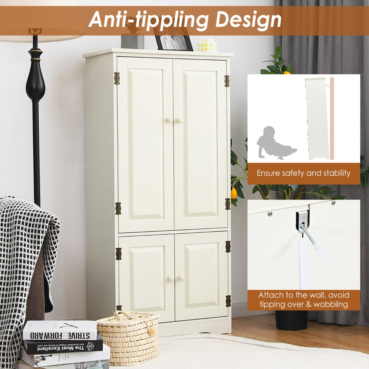 LIVSK Ladekast - 4 Verstelbare Planken - Veelzijdig en Onderhoudsvriendelijk - Eenvoudige Montage - Roomwit