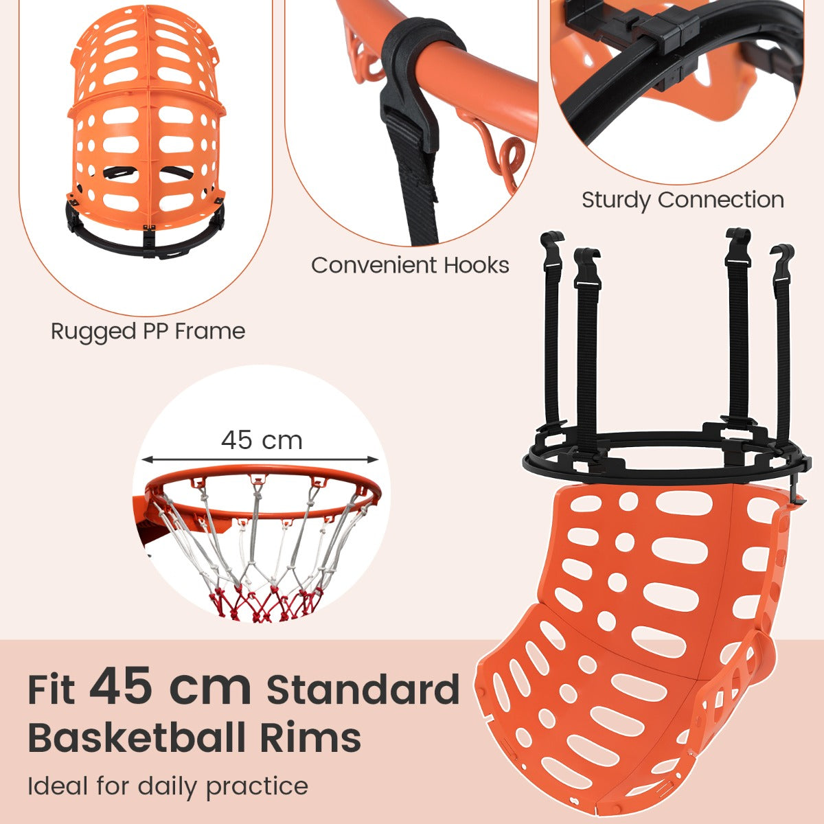 Livsk costway accessoires voor basketbalrebounders 360 roterende basketbalrebounder 3