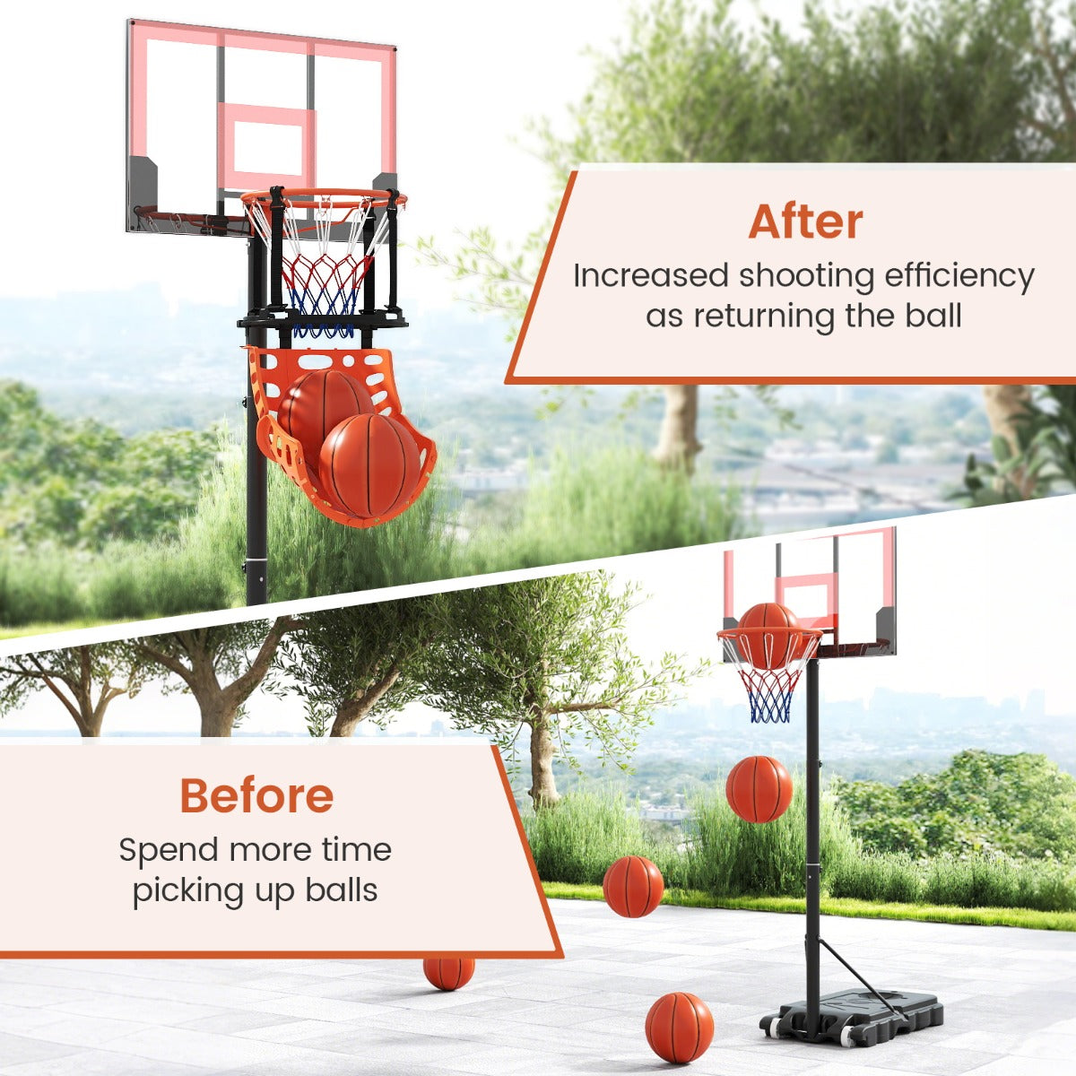 Livsk costway accessoires voor basketbalrebounders 360 roterende basketbalrebounder 5