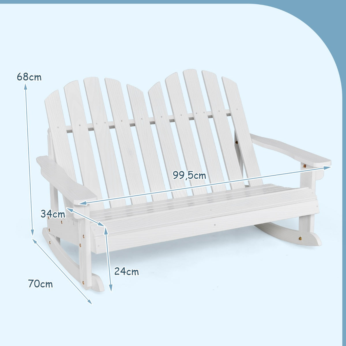 LIVSK Adirondack Schommelstoel voor Kinderen - Ergonomisch Design - Veilig Schommelen - Natuurlijk Dennenhout - 99,5 x 70 x 68 cm