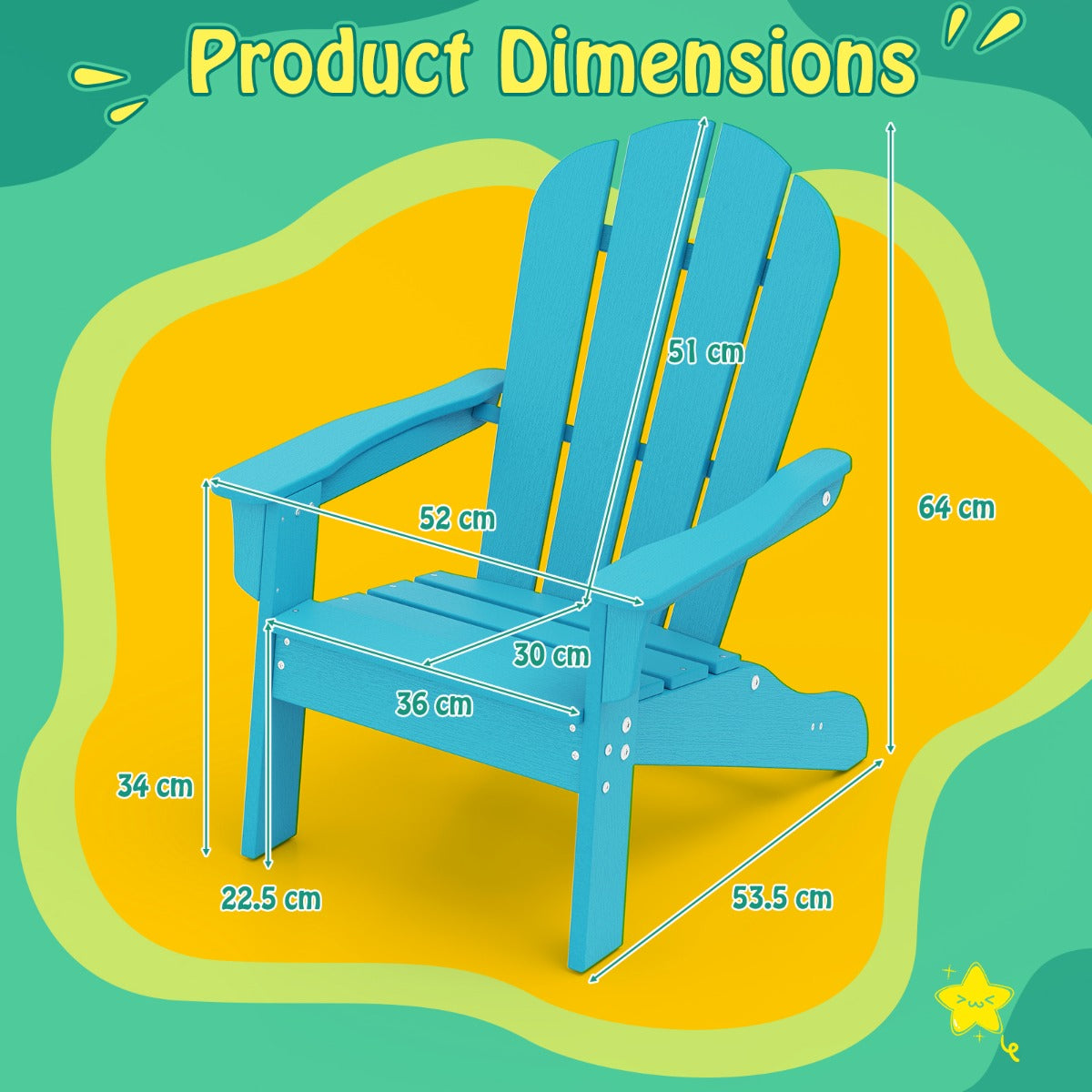 LIVSK Ergonomische Adirondack Kinderstoel - Weerbestendig HDPE - Voor Binnen en Buiten - Draagvermogen tot 75 kg - Bruin