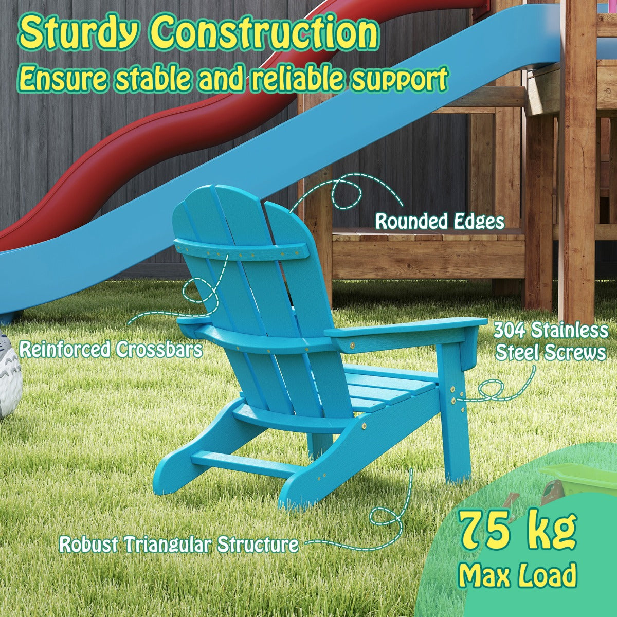 LIVSK Ergonomische Adirondack Kinderstoel - Weerbestendig HDPE - Voor Binnen en Buiten - Draagvermogen tot 75 kg - Bruin