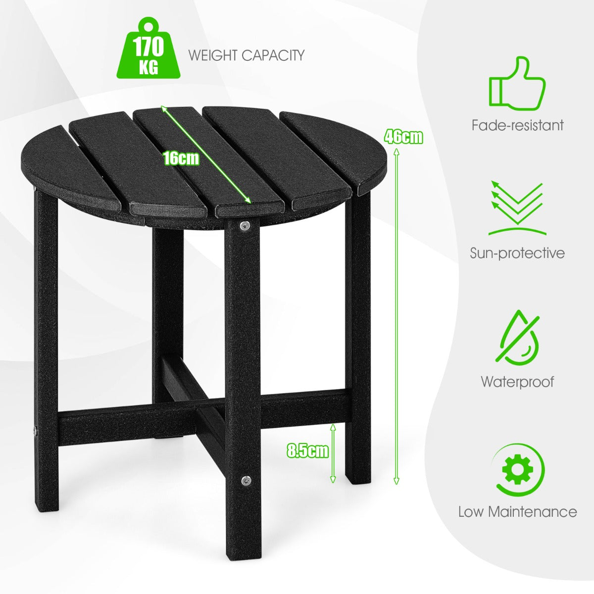Livsk costway adirondack tuinstoel en rond tuintafeltje weerbestendige stoel en adirondack tafel van hdp 3