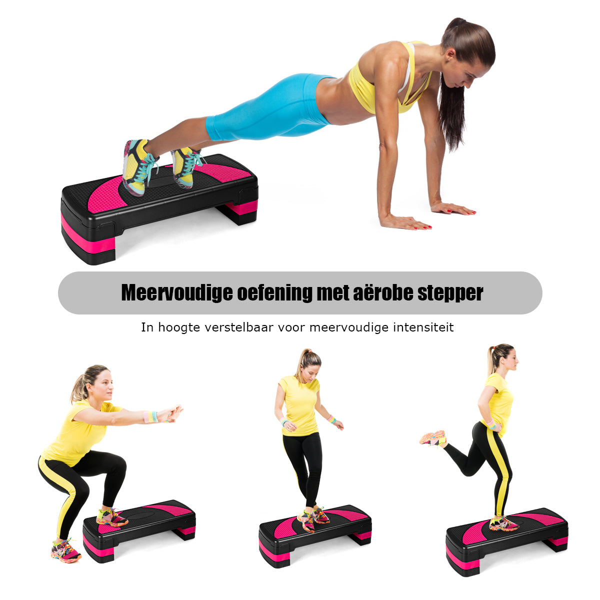 LIVSK Aërobe Stepper - Antislip Oppervlak - 3 Verstelbare Hoogtes tot 20 cm - Belastbaar tot 250 kg - Compact en Lichtgewicht -