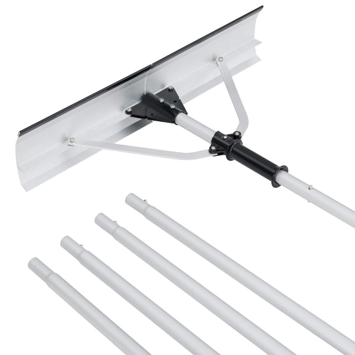 LIVSK Verstelbare Sneeuwhark - Inklapbare Kop - 5 Verstelbare Stangen tot 634 cm - Duurzaam Aluminium - Zilver
