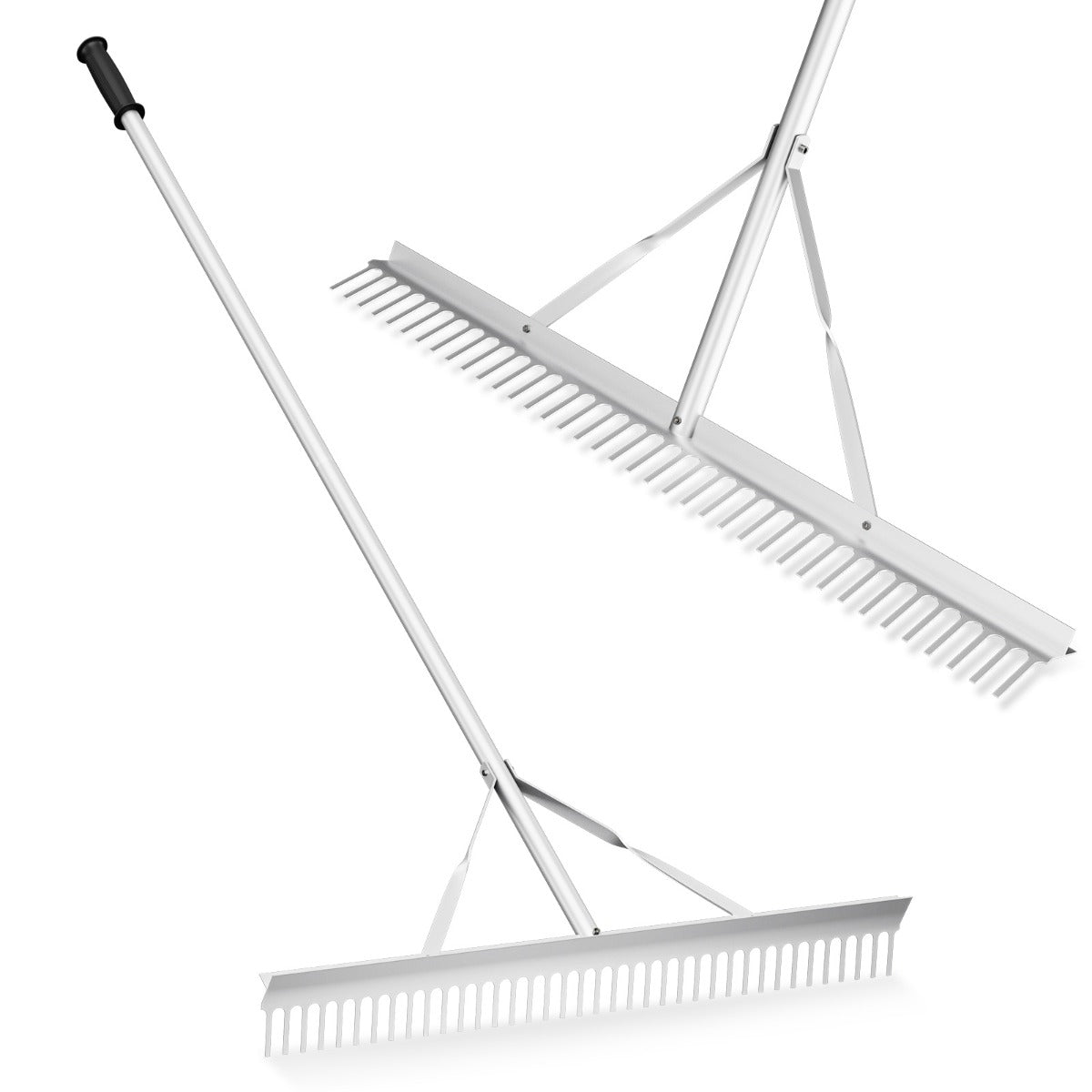 LIVSK Aluminium Tuinhark - 91 cm Breed - 36 Tanden - Lichtgewicht en Duurzaam - Eenvoudig te Installeren - Zilver