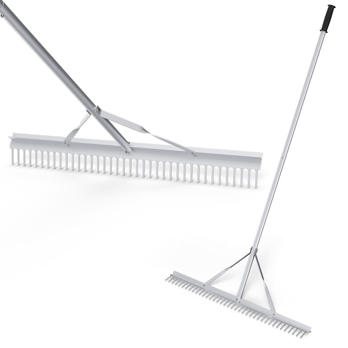 LIVSK Aluminium Tuinhark - 91 cm Breed - 36 Tanden - Lichtgewicht en Duurzaam - Eenvoudig te Installeren - Zilver