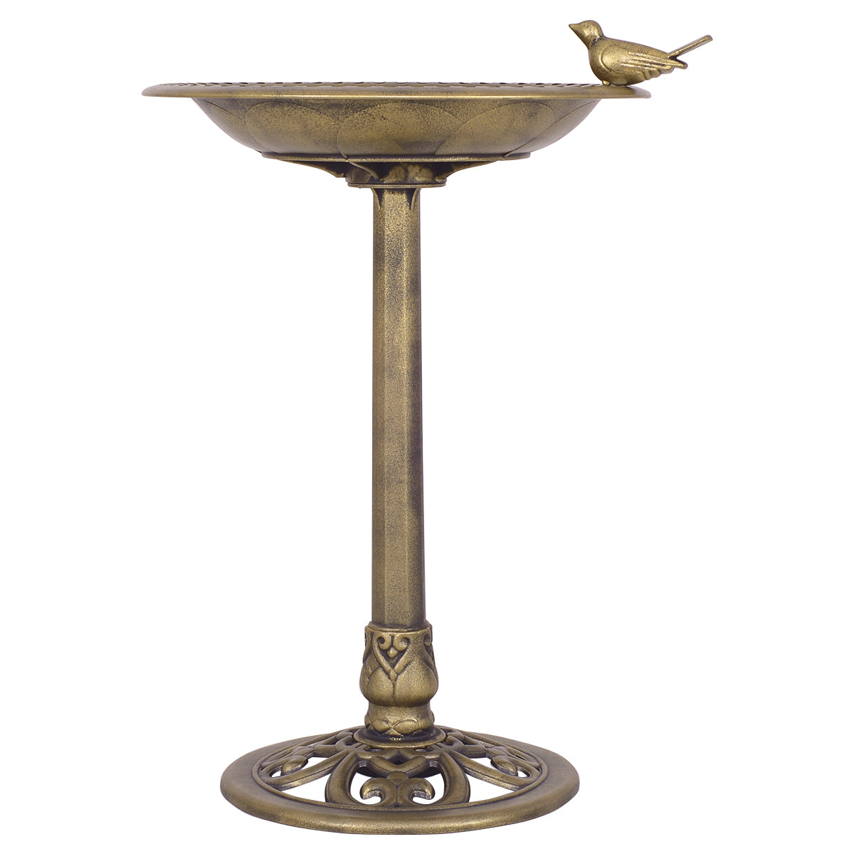 LIVSK Vogelvoeder met Elegant Voetstuk - Ideaal voor Kleine Zangvogels - Duurzaam PP - 3,03L Capaciteit - 50 cm x 76 cm - Goud
