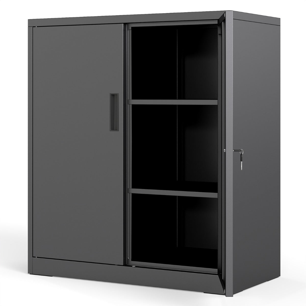 Livsk costway archiefkast met 2 afsluitbare deuren werkplaatskast met 2 verstelbare legplanken kantoorkast opbergkast zwart 1 1