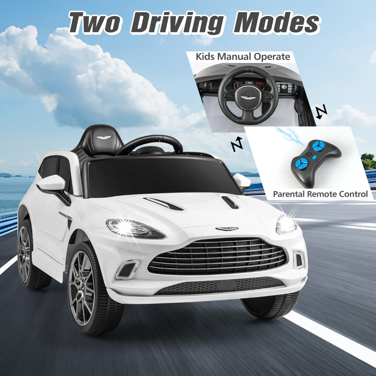LIVSK Elektrische Kinderauto Aston Martin DBX - Afstandsbediening - LED Koplampen - Veiligheidsgordels - 105 x 62 x 51 cm - Roze