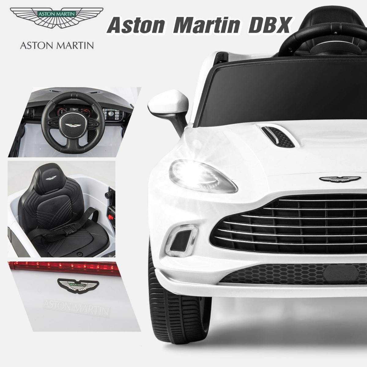 LIVSK Elektrische Kinderauto Aston Martin DBX - Afstandsbediening - LED Koplampen - Veiligheidsgordels - 105 x 62 x 51 cm - Roze