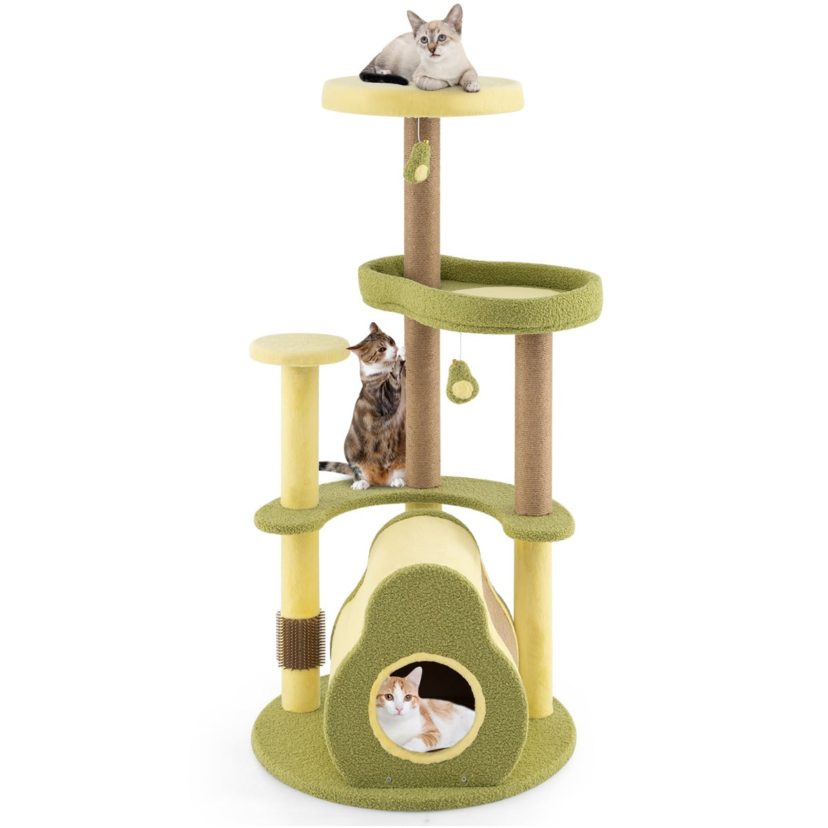 LIVSK Avocado-vormige Kattenboom - Meerdere Platforms - Krabpalen - Zelfreinigend - Veilig Ontwerp - 59 x 59 x 125 cm -