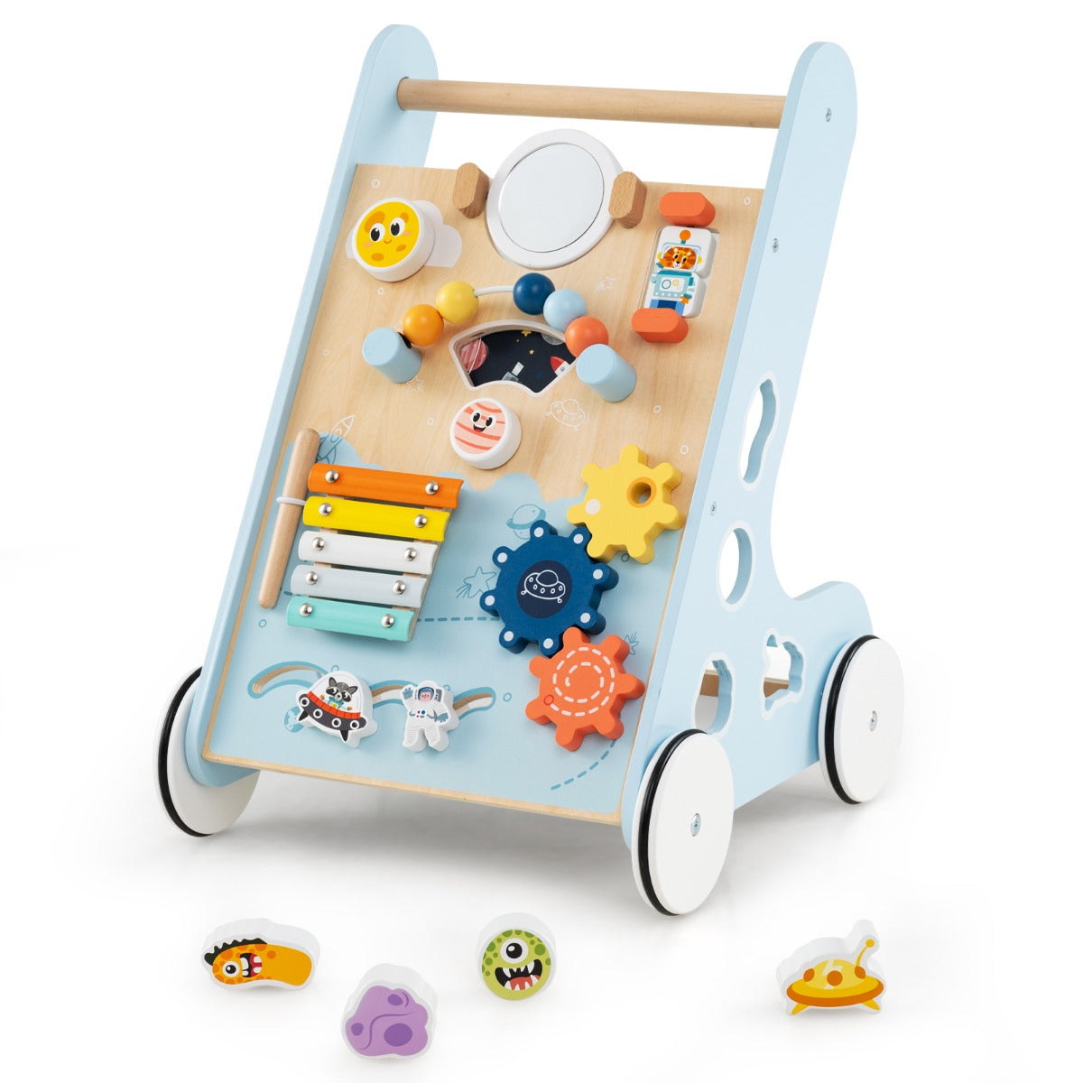 LIVSK Interactieve Loopwagen - 8-in-1 Activiteitencentrum - Veilig en Stabiel - Voor Peuters vanaf 1 Jaar - Groen/Blauw