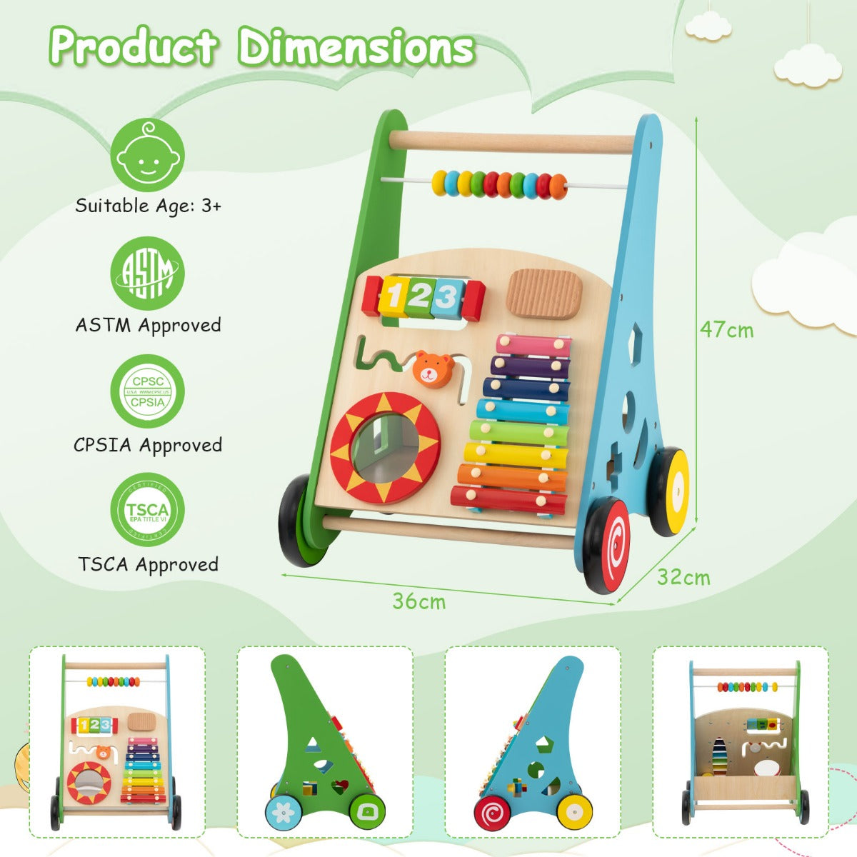 LIVSK Babyleerhulp - Multifunctioneel met 7 Activiteiten - Inclusief Hamer en Blokken - Voor Kinderen vanaf 3 Jaar - Veelkleurig