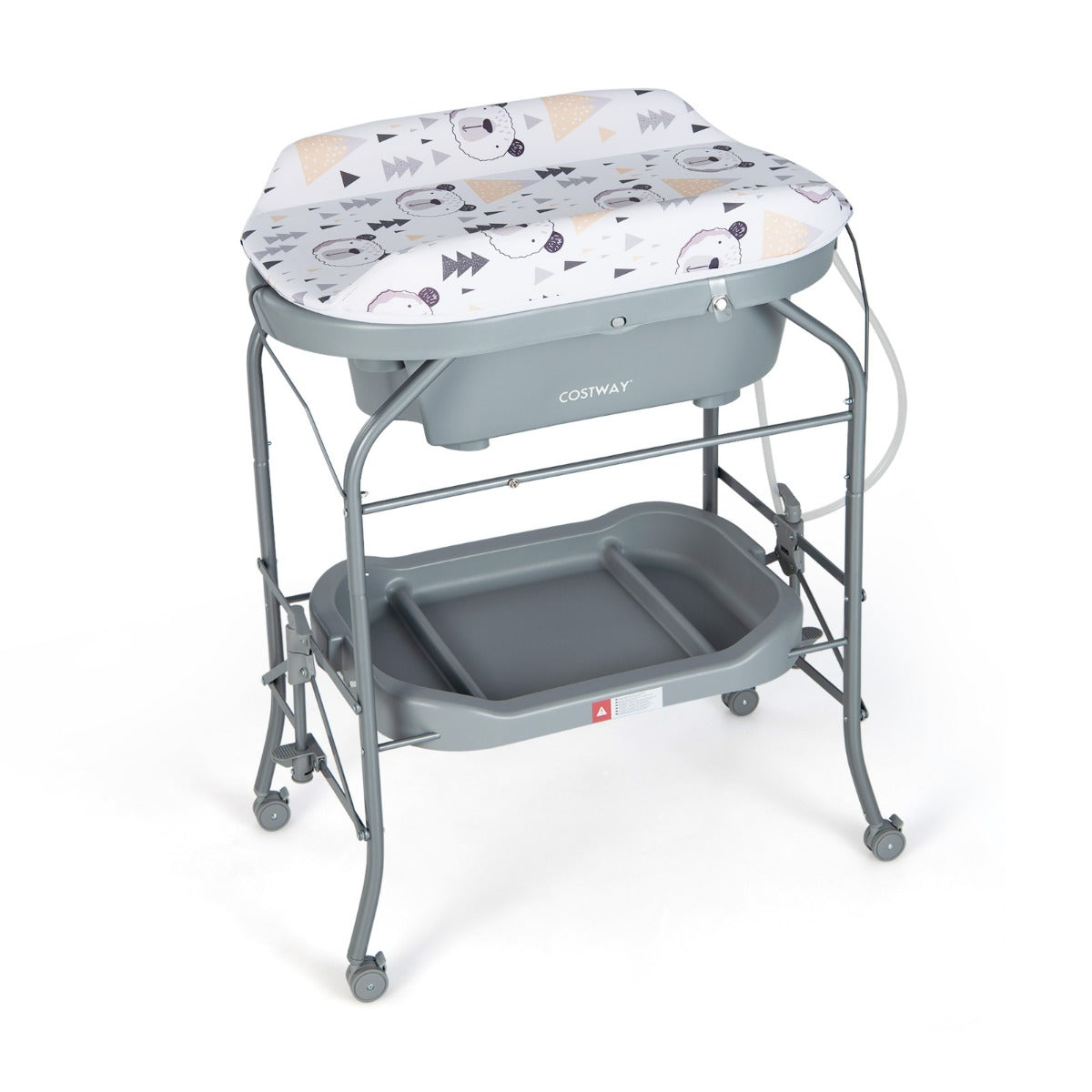 LIVSK 4-in-1 Baby Verschoontafel met Badje - Ergonomisch - Opvouwbaar - Opbergvakken - Waterafvoersysteem - Grijs