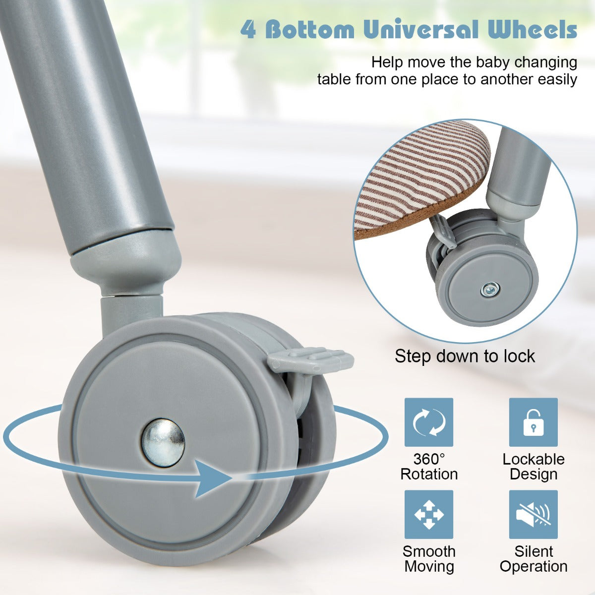 LIVSK 4-in-1 Baby Verschoontafel met Badje - Ergonomisch - Opvouwbaar - Opbergvakken - Waterafvoersysteem - Grijs