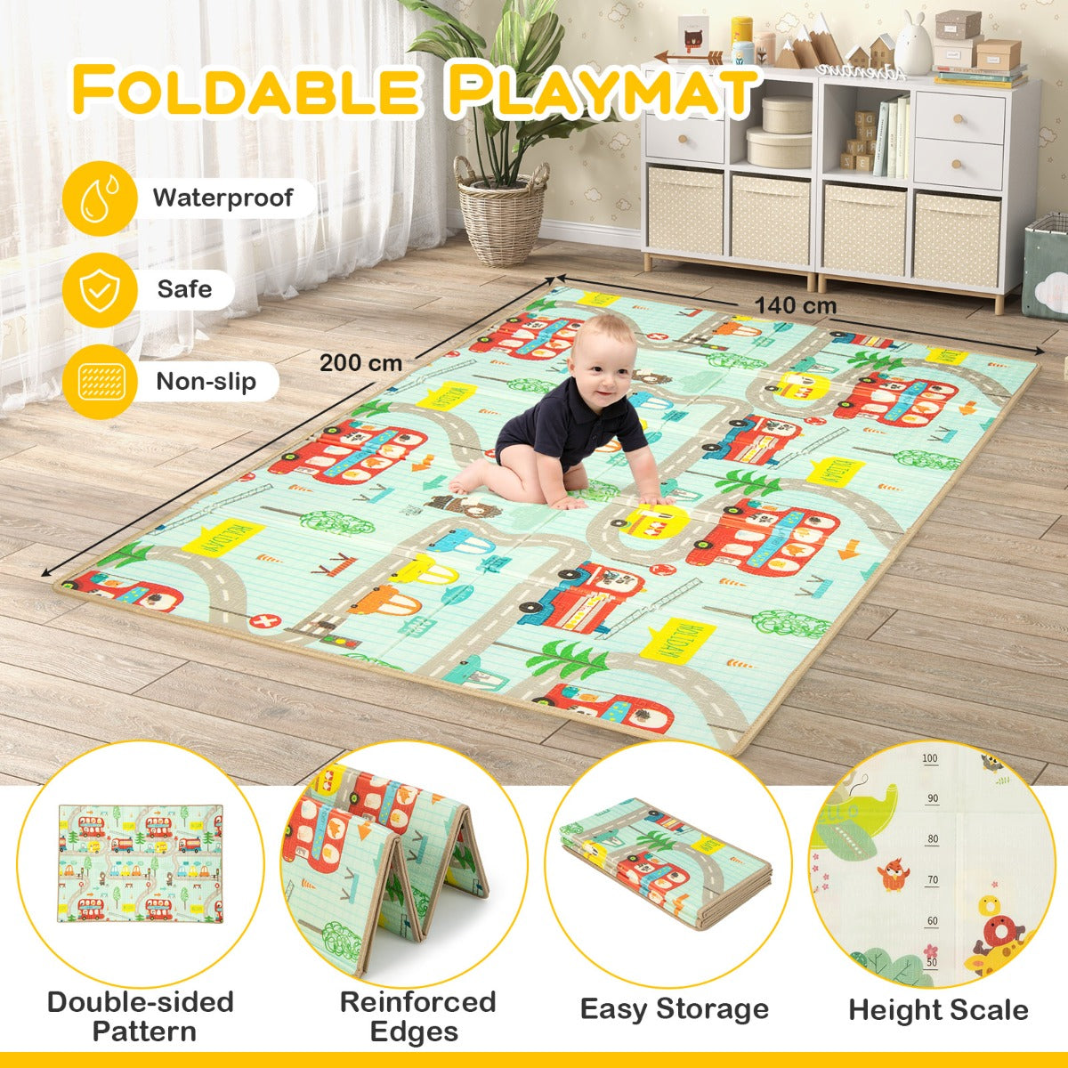 LIVSK Grondbox voor Baby's - Veilig en Ruim Speelgebied - Inclusief 50 Kleurrijke Ballen - Ademend Net - 206 x 147 x 68,5 cm -