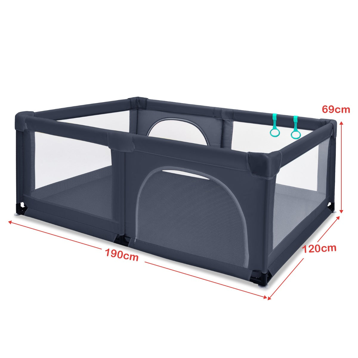 LIVSK Speelbox met 50 Ballen - Ademend Net - Ritssluiting - Antislip Zuignappen - Ruimte voor Ouders - 120 x 190 x 69 cm -